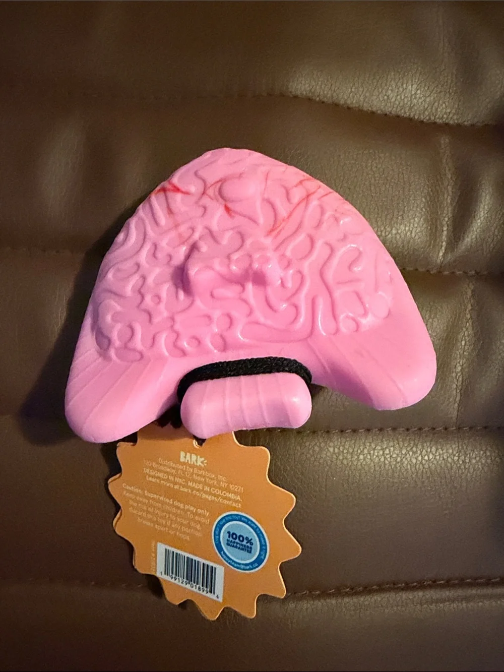 Barkbox Pink chewfish Chew Toy with Orange Accents